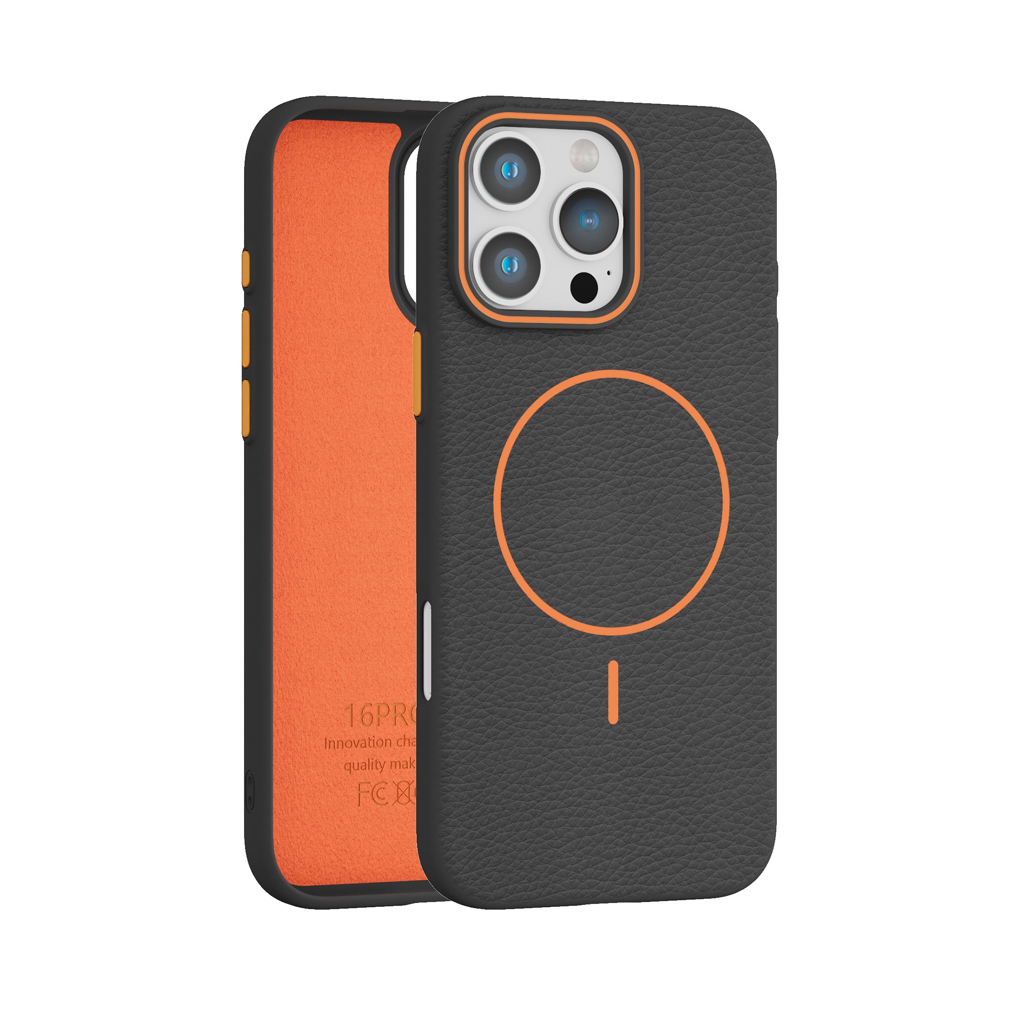 Funda iPhone con MagSafe Litchi Black/Orange Append
