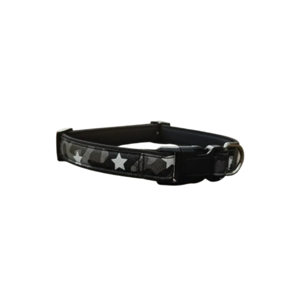 Collar Para Mascotas Gris Ajustable Estrellas Tsuya